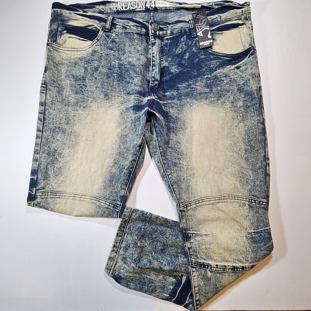 NWT REASON JEANS‎ Sz 44 STYLE F1-08-3XL Plus Size Craft Washed Moto Jeans